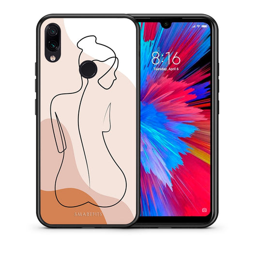 Θήκη Xiaomi Redmi Note 7 LineArt Woman από τη Smartfits με σχέδιο στο πίσω μέρος και μαύρο περίβλημα | Xiaomi Redmi Note 7 LineArt Woman case with colorful back and black bezels
