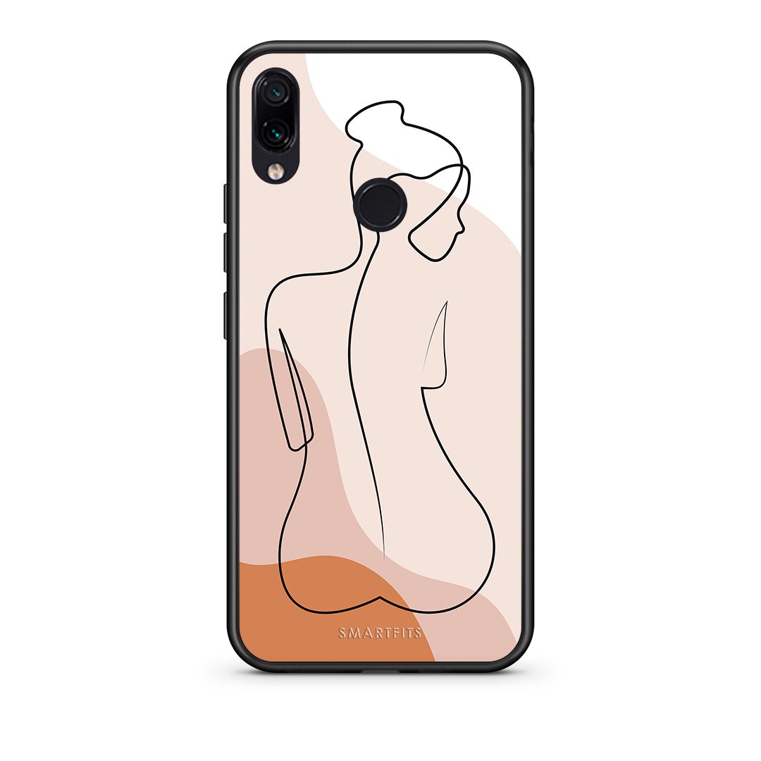 Xiaomi Redmi Note 7 LineArt Woman θήκη από τη Smartfits με σχέδιο στο πίσω μέρος και μαύρο περίβλημα | Smartphone case with colorful back and black bezels by Smartfits