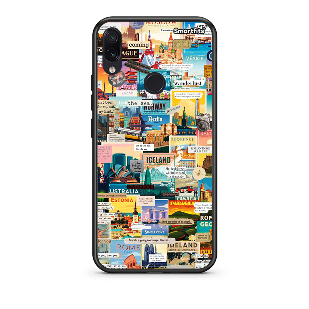 Xiaomi Redmi Note 7 Live To Travel θήκη από τη Smartfits με σχέδιο στο πίσω μέρος και μαύρο περίβλημα | Smartphone case with colorful back and black bezels by Smartfits