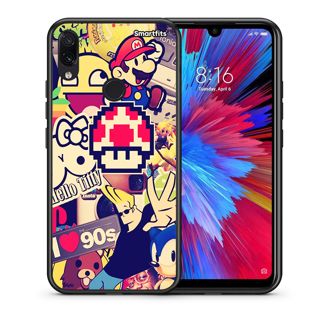 Θήκη Xiaomi Redmi Note 7 Love The 90s από τη Smartfits με σχέδιο στο πίσω μέρος και μαύρο περίβλημα | Xiaomi Redmi Note 7 Love The 90s case with colorful back and black bezels