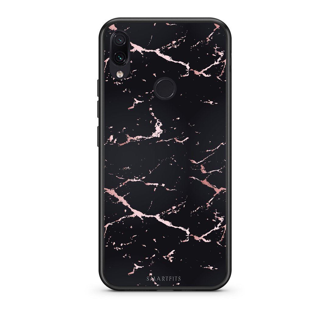 4 - Xiaomi Redmi Note 7  Black Rosegold Marble case, cover, bumper