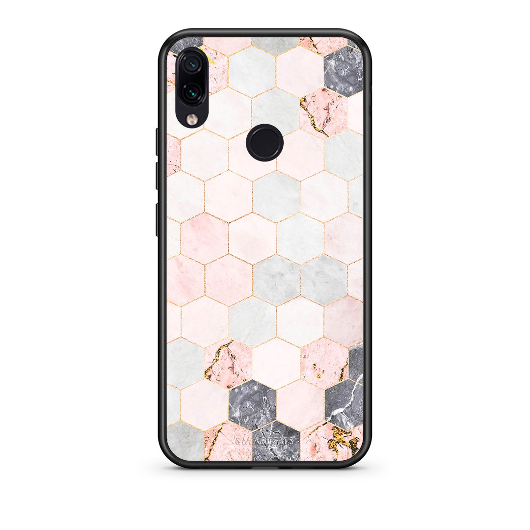 4 - Xiaomi Redmi Note 7 Hexagon Pink Marble case, cover, bumper