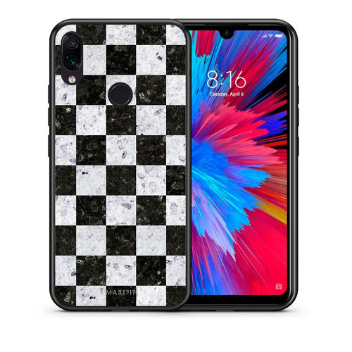 Θήκη Xiaomi Redmi Note 7 Square Geometric Marble από τη Smartfits με σχέδιο στο πίσω μέρος και μαύρο περίβλημα | Xiaomi Redmi Note 7 Square Geometric Marble case with colorful back and black bezels