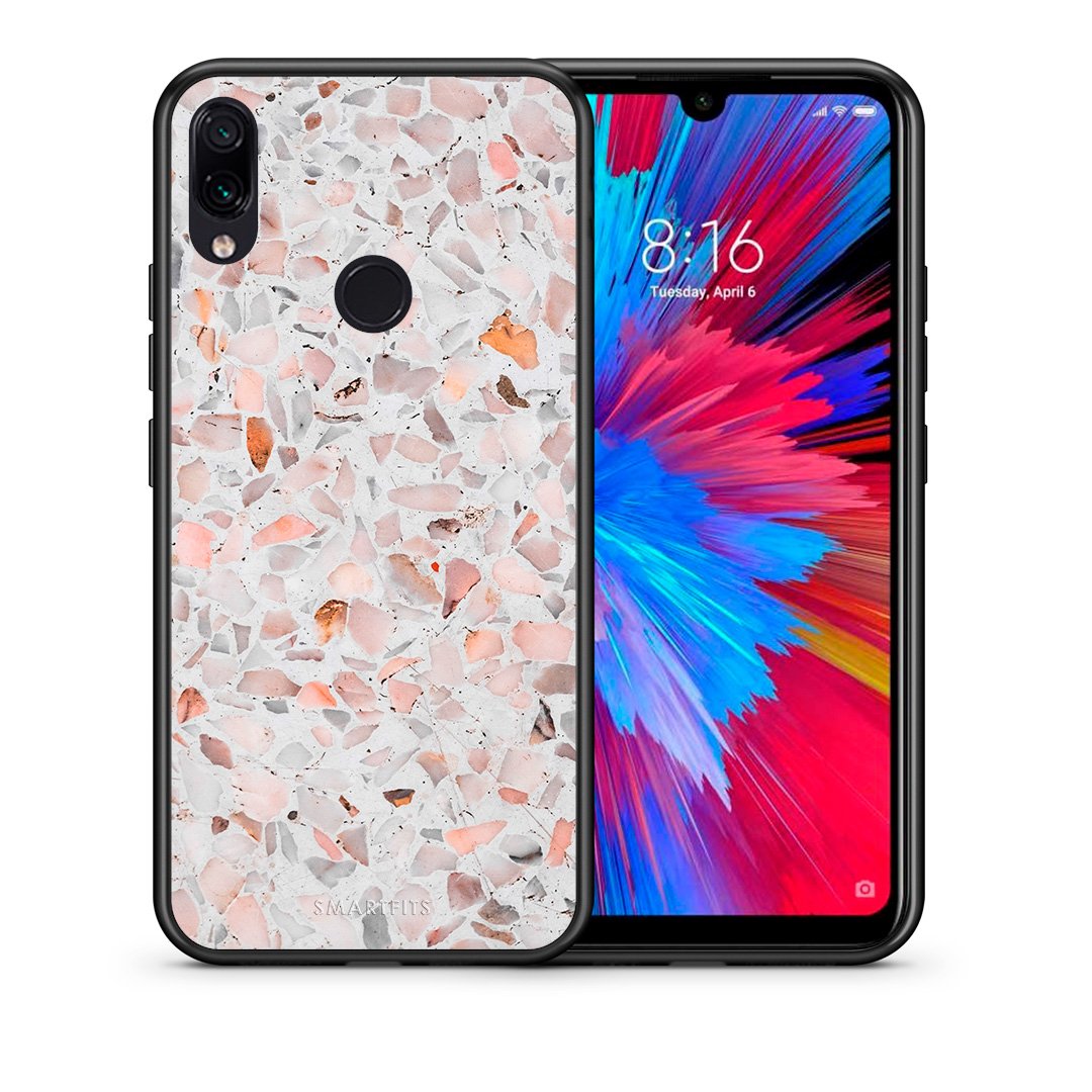 Θήκη Xiaomi Redmi Note 7 Marble Terrazzo από τη Smartfits με σχέδιο στο πίσω μέρος και μαύρο περίβλημα | Xiaomi Redmi Note 7 Marble Terrazzo case with colorful back and black bezels