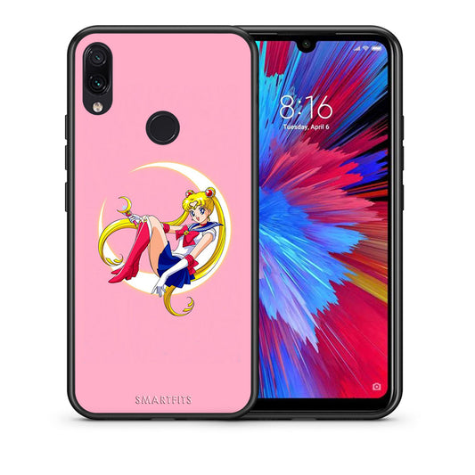 Θήκη Xiaomi Redmi Note 7 Moon Girl από τη Smartfits με σχέδιο στο πίσω μέρος και μαύρο περίβλημα | Xiaomi Redmi Note 7 Moon Girl case with colorful back and black bezels