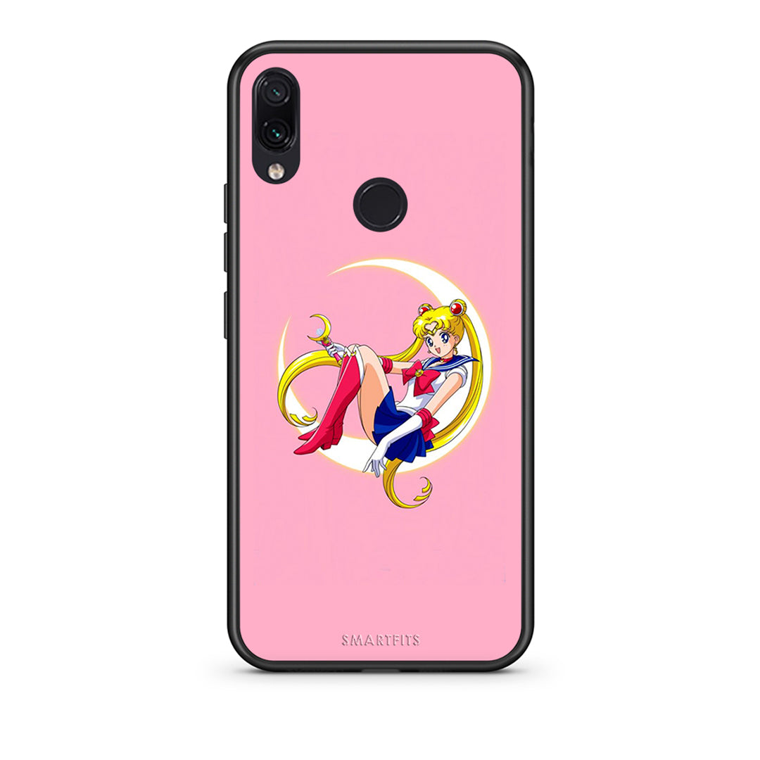 Xiaomi Redmi Note 7 Moon Girl θήκη από τη Smartfits με σχέδιο στο πίσω μέρος και μαύρο περίβλημα | Smartphone case with colorful back and black bezels by Smartfits