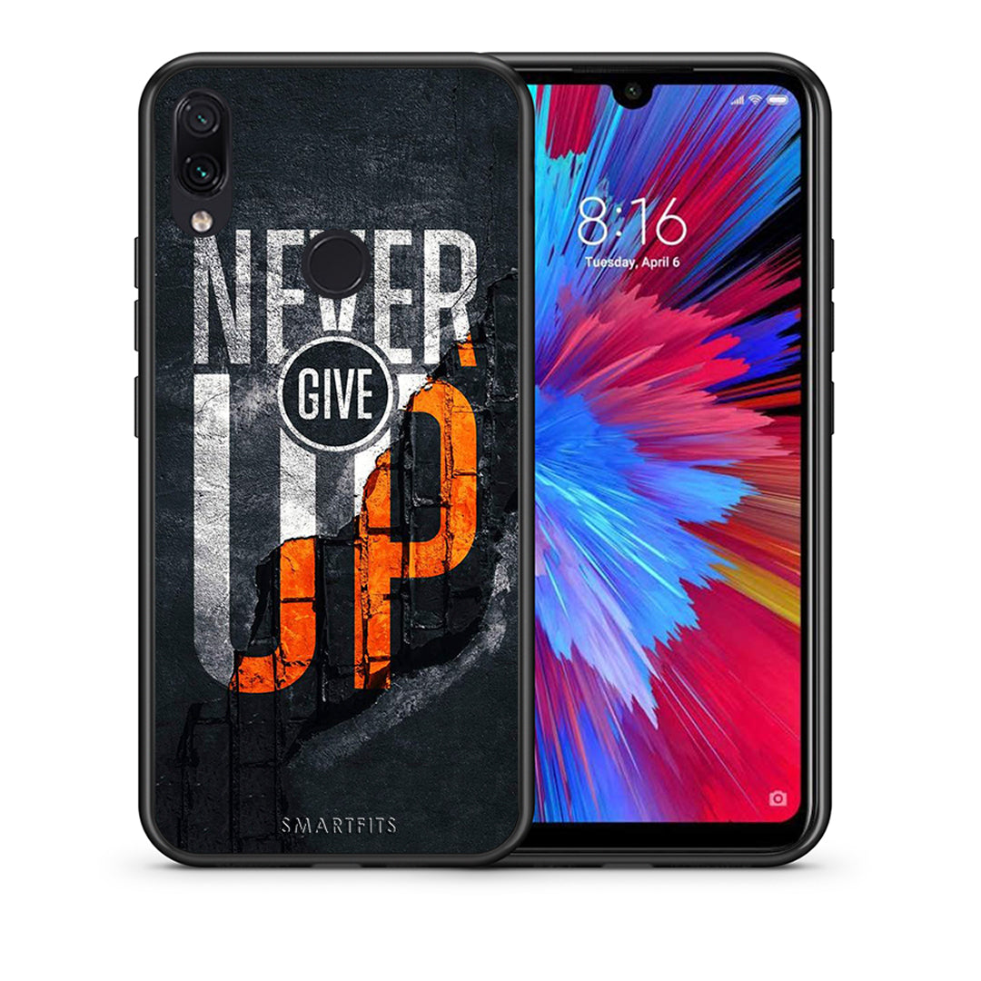 Θήκη Αγίου Βαλεντίνου Xiaomi Redmi Note 7 Never Give Up από τη Smartfits με σχέδιο στο πίσω μέρος και μαύρο περίβλημα | Xiaomi Redmi Note 7 Never Give Up case with colorful back and black bezels