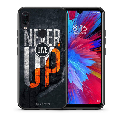 Θήκη Αγίου Βαλεντίνου Xiaomi Redmi Note 7 Never Give Up από τη Smartfits με σχέδιο στο πίσω μέρος και μαύρο περίβλημα | Xiaomi Redmi Note 7 Never Give Up case with colorful back and black bezels