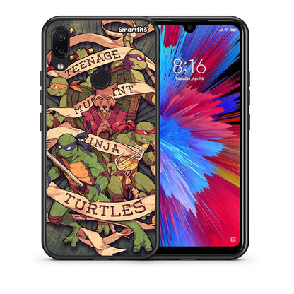 Θήκη Xiaomi Redmi Note 7 Ninja Turtles από τη Smartfits με σχέδιο στο πίσω μέρος και μαύρο περίβλημα | Xiaomi Redmi Note 7 Ninja Turtles case with colorful back and black bezels