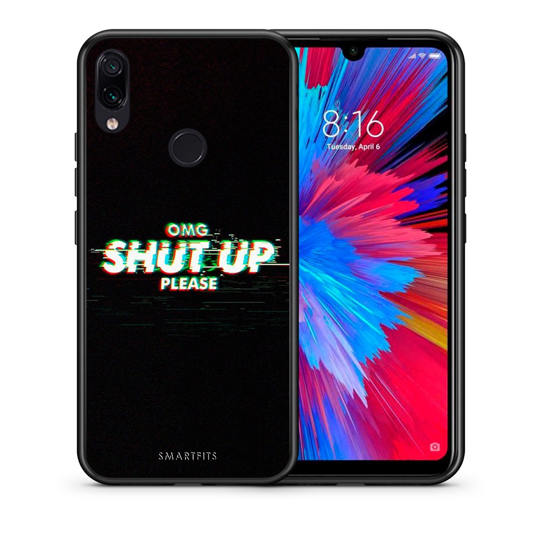 Θήκη Xiaomi Redmi Note 7 OMG ShutUp από τη Smartfits με σχέδιο στο πίσω μέρος και μαύρο περίβλημα | Xiaomi Redmi Note 7 OMG ShutUp case with colorful back and black bezels