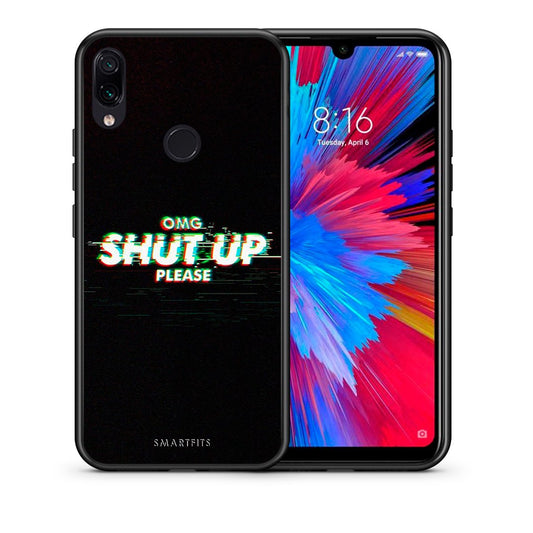 Θήκη Xiaomi Redmi Note 7 OMG ShutUp από τη Smartfits με σχέδιο στο πίσω μέρος και μαύρο περίβλημα | Xiaomi Redmi Note 7 OMG ShutUp case with colorful back and black bezels