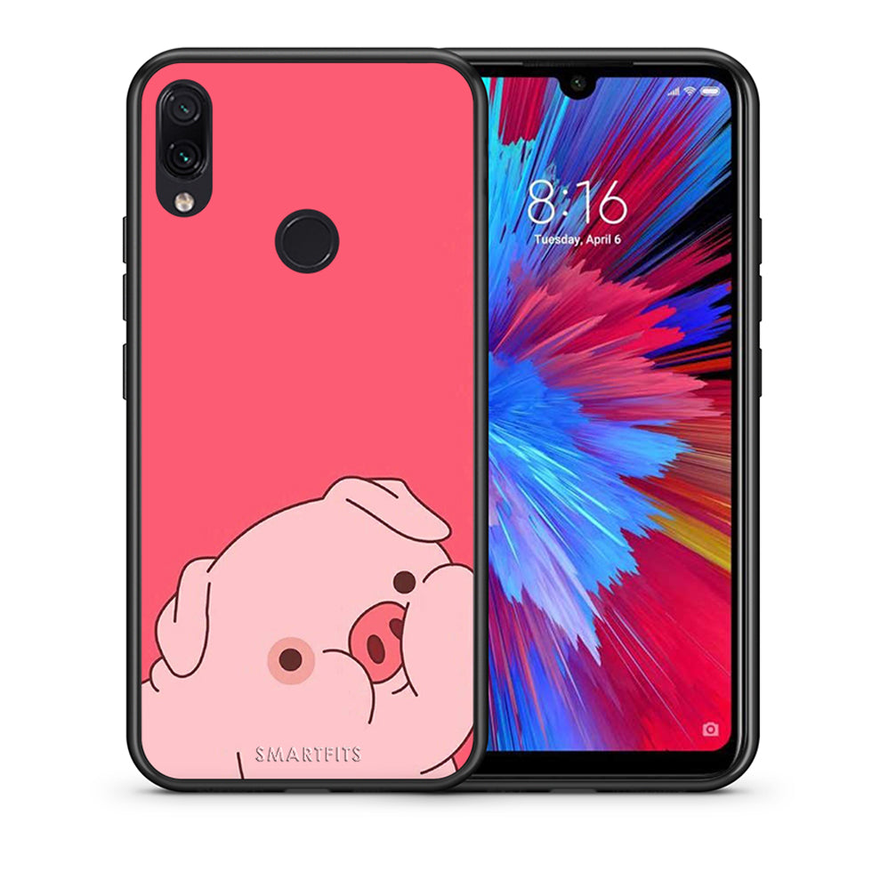 Θήκη Αγίου Βαλεντίνου Xiaomi Redmi Note 7 Pig Love 1 από τη Smartfits με σχέδιο στο πίσω μέρος και μαύρο περίβλημα | Xiaomi Redmi Note 7 Pig Love 1 case with colorful back and black bezels