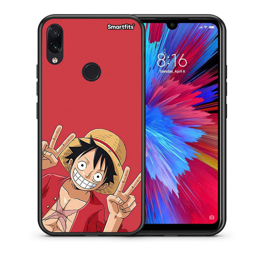 Θήκη Xiaomi Redmi Note 7 Pirate Luffy από τη Smartfits με σχέδιο στο πίσω μέρος και μαύρο περίβλημα | Xiaomi Redmi Note 7 Pirate Luffy case with colorful back and black bezels