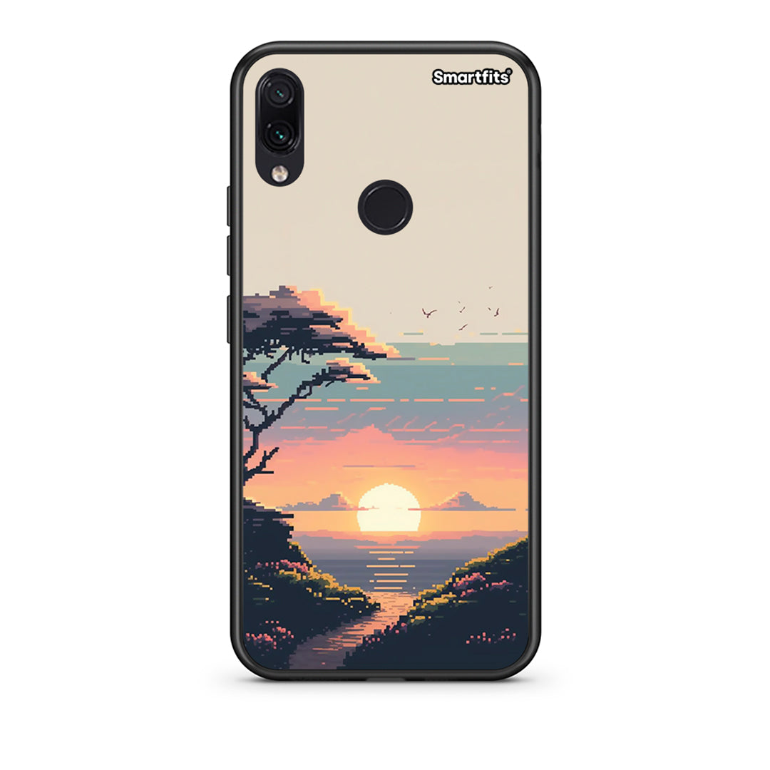 Xiaomi Redmi Note 7 Pixel Sunset Θήκη από τη Smartfits με σχέδιο στο πίσω μέρος και μαύρο περίβλημα | Smartphone case with colorful back and black bezels by Smartfits