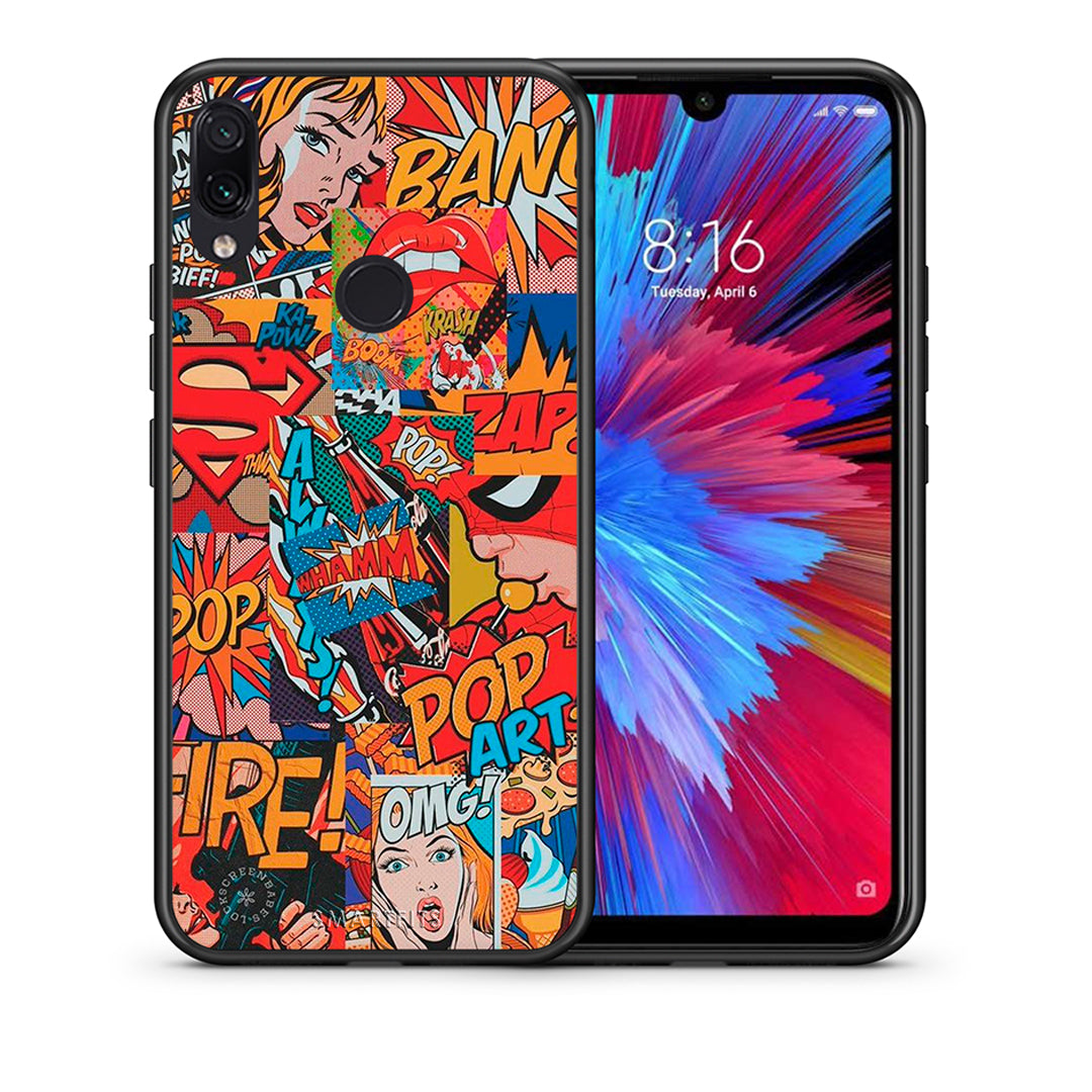 Θήκη Xiaomi Redmi Note 7 PopArt OMG από τη Smartfits με σχέδιο στο πίσω μέρος και μαύρο περίβλημα | Xiaomi Redmi Note 7 PopArt OMG case with colorful back and black bezels