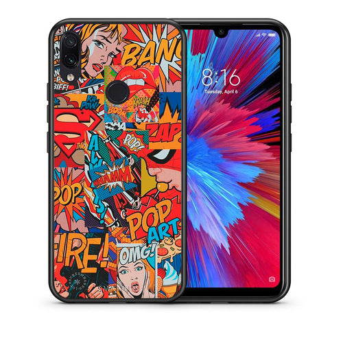 Θήκη Xiaomi Redmi Note 7 PopArt OMG από τη Smartfits με σχέδιο στο πίσω μέρος και μαύρο περίβλημα | Xiaomi Redmi Note 7 PopArt OMG case with colorful back and black bezels