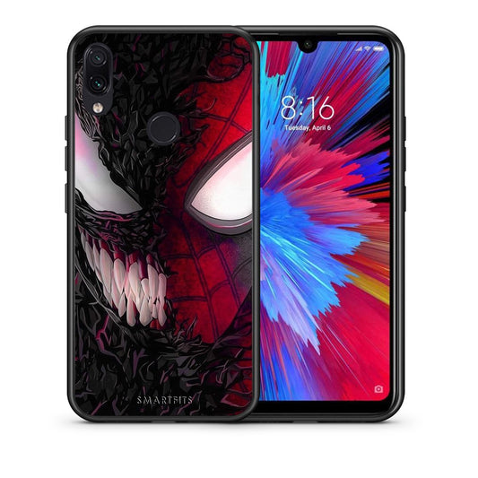 Θήκη Xiaomi Redmi Note 7 SpiderVenom PopArt από τη Smartfits με σχέδιο στο πίσω μέρος και μαύρο περίβλημα | Xiaomi Redmi Note 7 SpiderVenom PopArt case with colorful back and black bezels