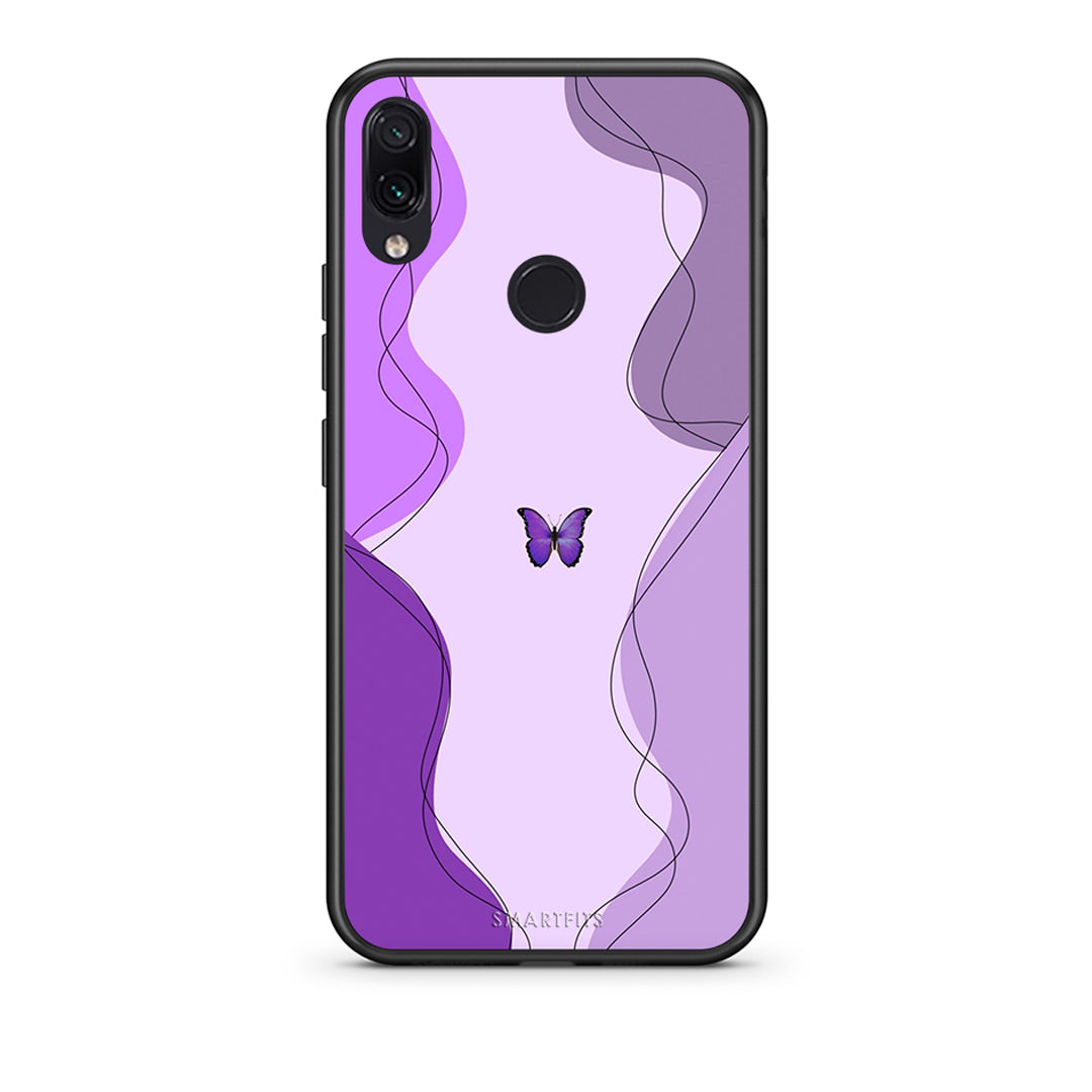 Xiaomi Redmi Note 7 Purple Mariposa Θήκη Αγίου Βαλεντίνου από τη Smartfits με σχέδιο στο πίσω μέρος και μαύρο περίβλημα | Smartphone case with colorful back and black bezels by Smartfits