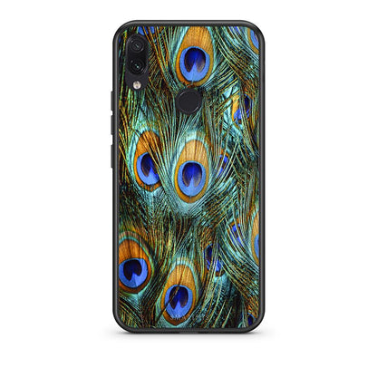 Xiaomi Redmi Note 7 Real Peacock Feathers θήκη από τη Smartfits με σχέδιο στο πίσω μέρος και μαύρο περίβλημα | Smartphone case with colorful back and black bezels by Smartfits