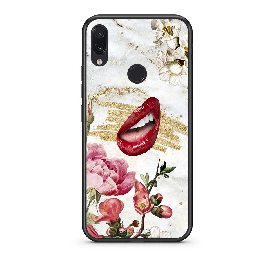 Xiaomi Redmi Note 7 Red Lips θήκη από τη Smartfits με σχέδιο στο πίσω μέρος και μαύρο περίβλημα | Smartphone case with colorful back and black bezels by Smartfits