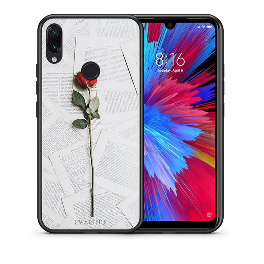 Θήκη Xiaomi Redmi Note 7 Red Rose από τη Smartfits με σχέδιο στο πίσω μέρος και μαύρο περίβλημα | Xiaomi Redmi Note 7 Red Rose case with colorful back and black bezels