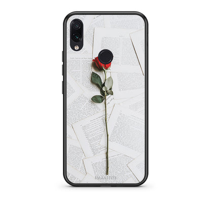 Xiaomi Redmi Note 7 Red Rose θήκη από τη Smartfits με σχέδιο στο πίσω μέρος και μαύρο περίβλημα | Smartphone case with colorful back and black bezels by Smartfits