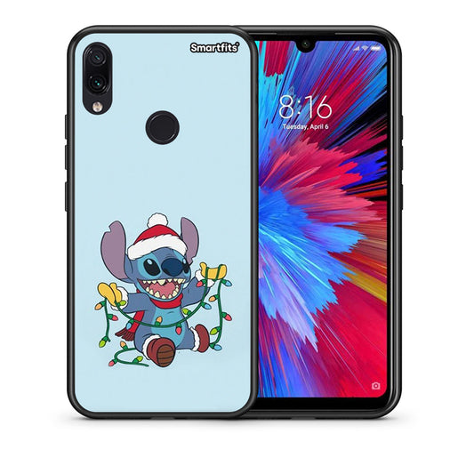 Θήκη Xiaomi Redmi Note 7 Santa Stich από τη Smartfits με σχέδιο στο πίσω μέρος και μαύρο περίβλημα | Xiaomi Redmi Note 7 Santa Stich case with colorful back and black bezels