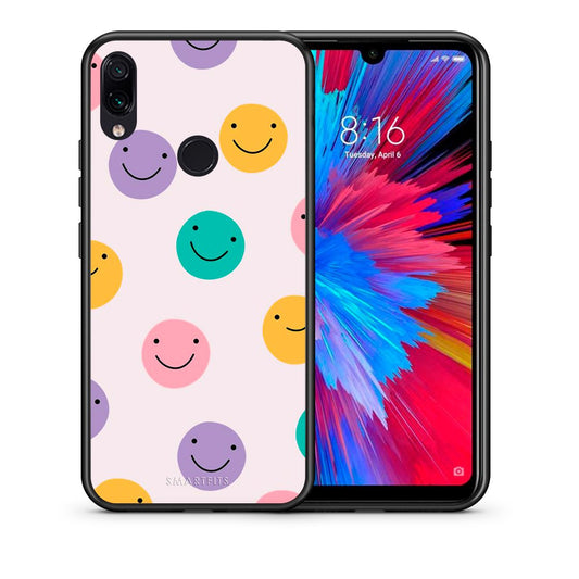 Θήκη Xiaomi Redmi Note 7 Smiley Faces από τη Smartfits με σχέδιο στο πίσω μέρος και μαύρο περίβλημα | Xiaomi Redmi Note 7 Smiley Faces case with colorful back and black bezels