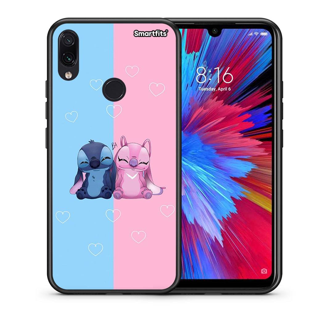 Θήκη Xiaomi Redmi Note 7 Stitch And Angel από τη Smartfits με σχέδιο στο πίσω μέρος και μαύρο περίβλημα | Xiaomi Redmi Note 7 Stitch And Angel case with colorful back and black bezels