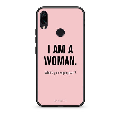 Xiaomi Redmi Note 7 Superpower Woman θήκη από τη Smartfits με σχέδιο στο πίσω μέρος και μαύρο περίβλημα | Smartphone case with colorful back and black bezels by Smartfits