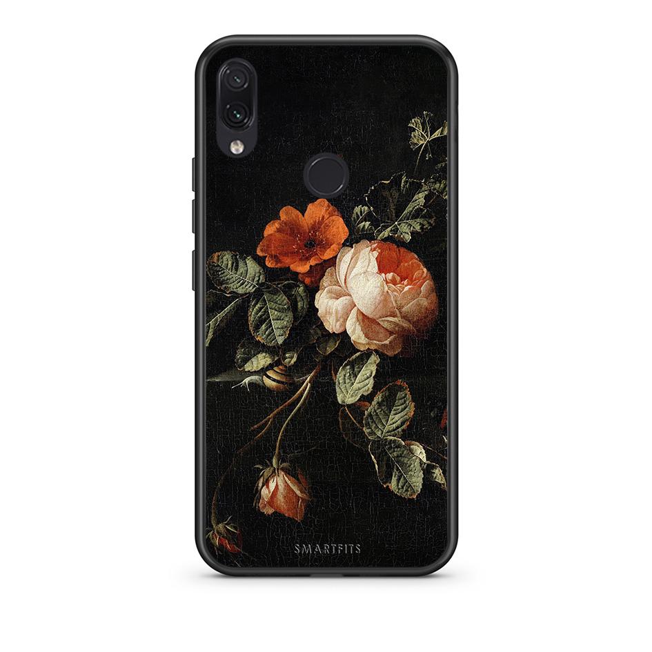 Xiaomi Redmi Note 7 Vintage Roses θήκη από τη Smartfits με σχέδιο στο πίσω μέρος και μαύρο περίβλημα | Smartphone case with colorful back and black bezels by Smartfits