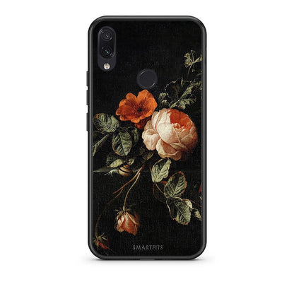 Xiaomi Redmi Note 7 Vintage Roses θήκη από τη Smartfits με σχέδιο στο πίσω μέρος και μαύρο περίβλημα | Smartphone case with colorful back and black bezels by Smartfits