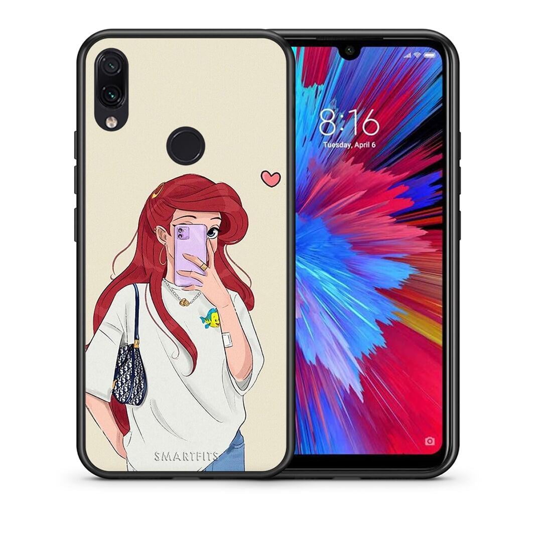 Θήκη Xiaomi Redmi Note 7 Walking Mermaid από τη Smartfits με σχέδιο στο πίσω μέρος και μαύρο περίβλημα | Xiaomi Redmi Note 7 Walking Mermaid case with colorful back and black bezels