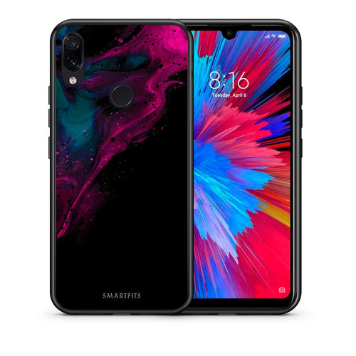 Θήκη Xiaomi Redmi Note 7 Pink Black Watercolor από τη Smartfits με σχέδιο στο πίσω μέρος και μαύρο περίβλημα | Xiaomi Redmi Note 7 Pink Black Watercolor case with colorful back and black bezels