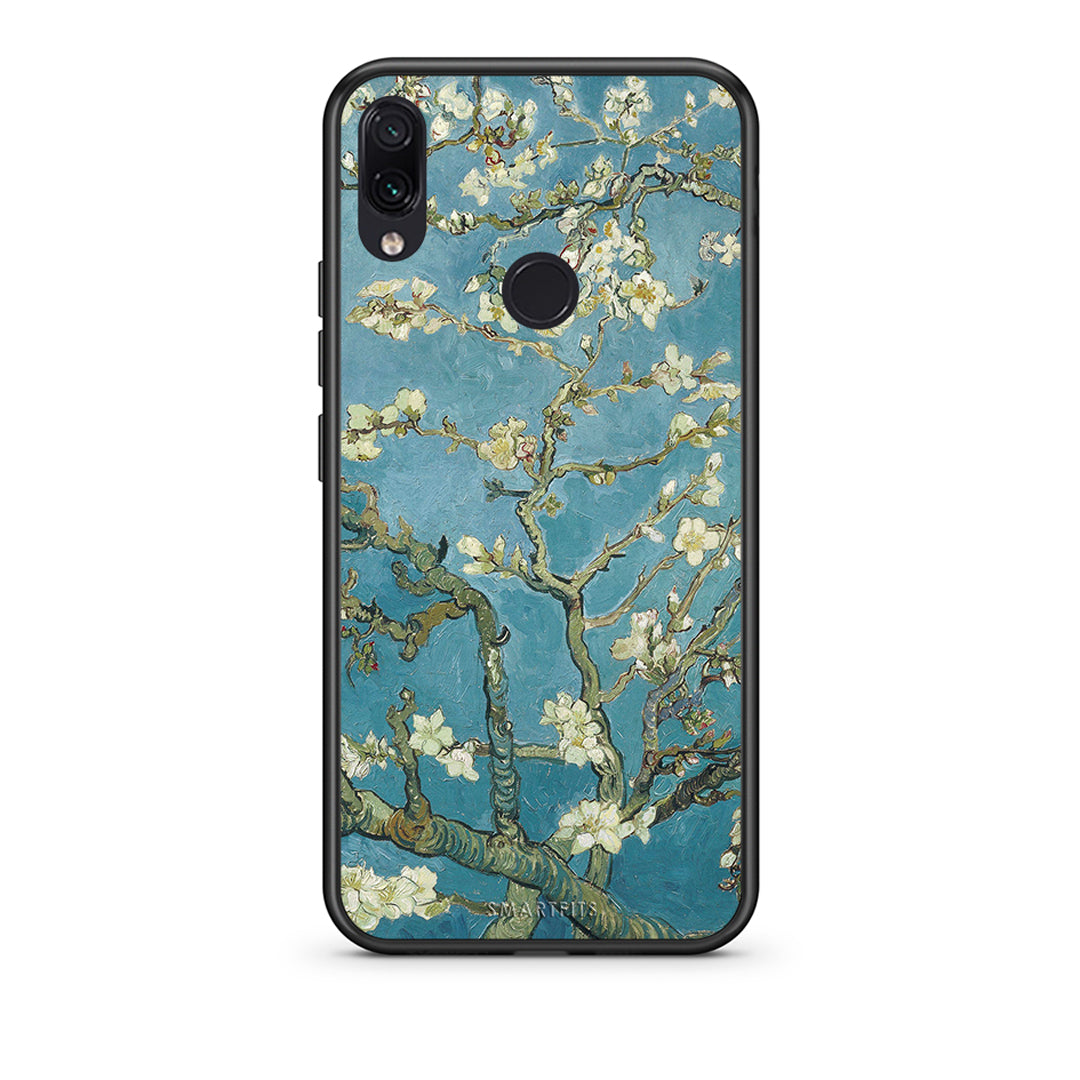 Xiaomi Redmi Note 7 White Blossoms θήκη από τη Smartfits με σχέδιο στο πίσω μέρος και μαύρο περίβλημα | Smartphone case with colorful back and black bezels by Smartfits