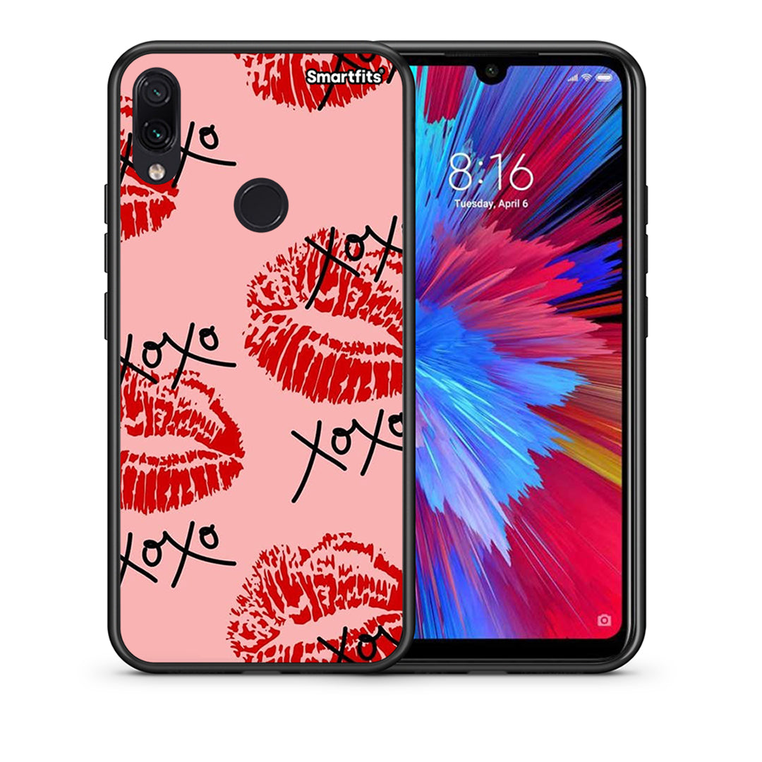 Θήκη Xiaomi Redmi Note 7 XOXO Lips από τη Smartfits με σχέδιο στο πίσω μέρος και μαύρο περίβλημα | Xiaomi Redmi Note 7 XOXO Lips case with colorful back and black bezels