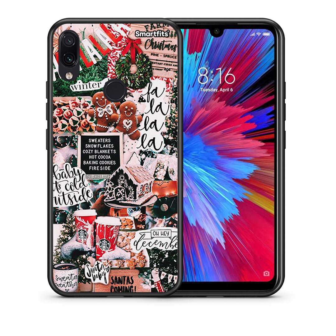 Θήκη Xiaomi Redmi Note 7 Xmas Habbits από τη Smartfits με σχέδιο στο πίσω μέρος και μαύρο περίβλημα | Xiaomi Redmi Note 7 Xmas Habbits case with colorful back and black bezels