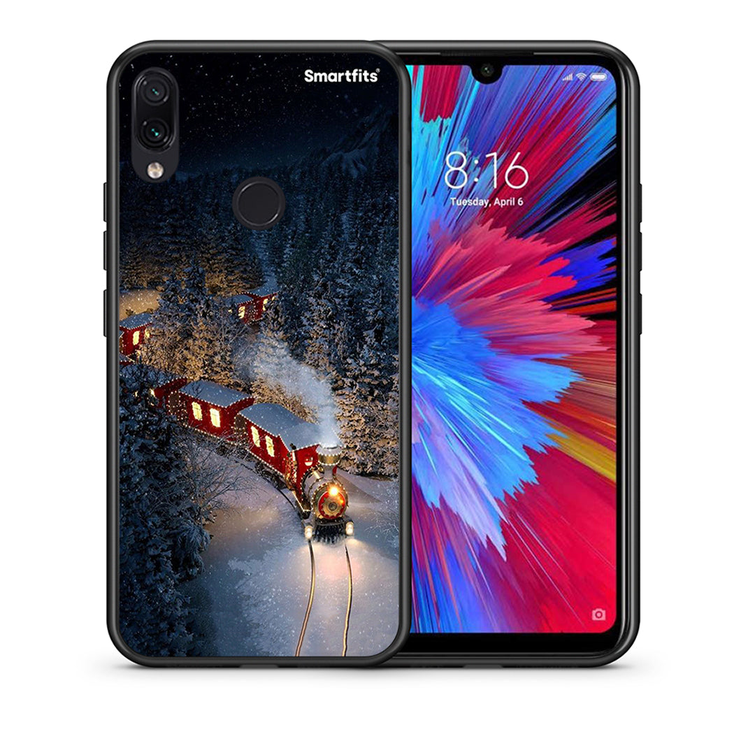 Θήκη Xiaomi Redmi Note 7 Xmas Train από τη Smartfits με σχέδιο στο πίσω μέρος και μαύρο περίβλημα | Xiaomi Redmi Note 7 Xmas Train case with colorful back and black bezels