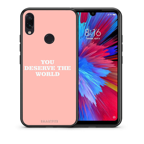 Θήκη Αγίου Βαλεντίνου Xiaomi Redmi Note 7 You Deserve The World από τη Smartfits με σχέδιο στο πίσω μέρος και μαύρο περίβλημα | Xiaomi Redmi Note 7 You Deserve The World case with colorful back and black bezels