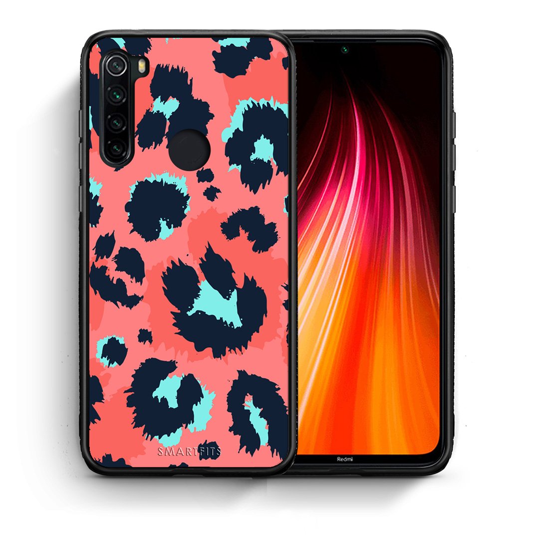 Θήκη Xiaomi Redmi Note 8 Pink Leopard Animal από τη Smartfits με σχέδιο στο πίσω μέρος και μαύρο περίβλημα | Xiaomi Redmi Note 8 Pink Leopard Animal case with colorful back and black bezels