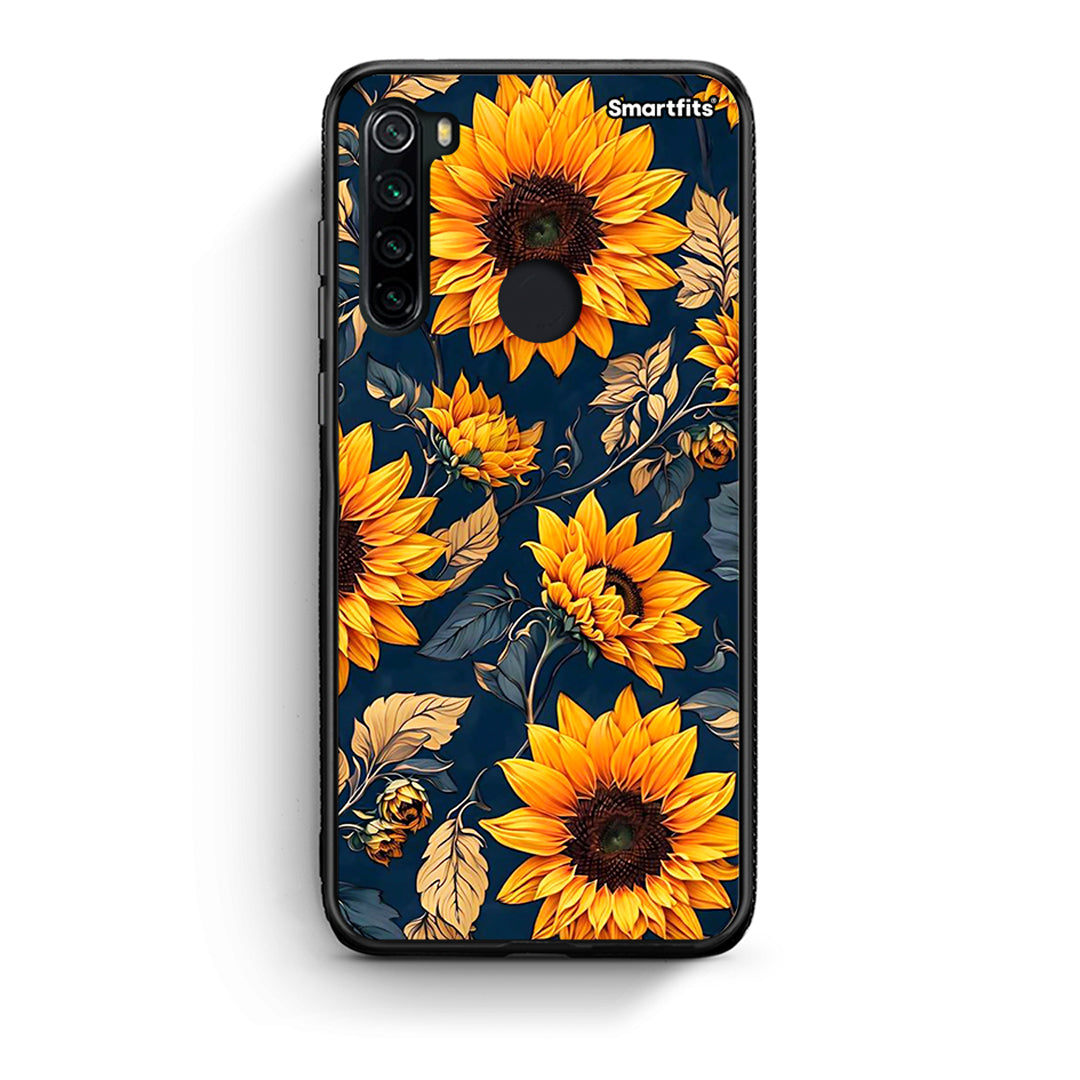 Xiaomi Redmi Note 8 Autumn Sunflowers Θήκη από τη Smartfits με σχέδιο στο πίσω μέρος και μαύρο περίβλημα | Smartphone case with colorful back and black bezels by Smartfits
