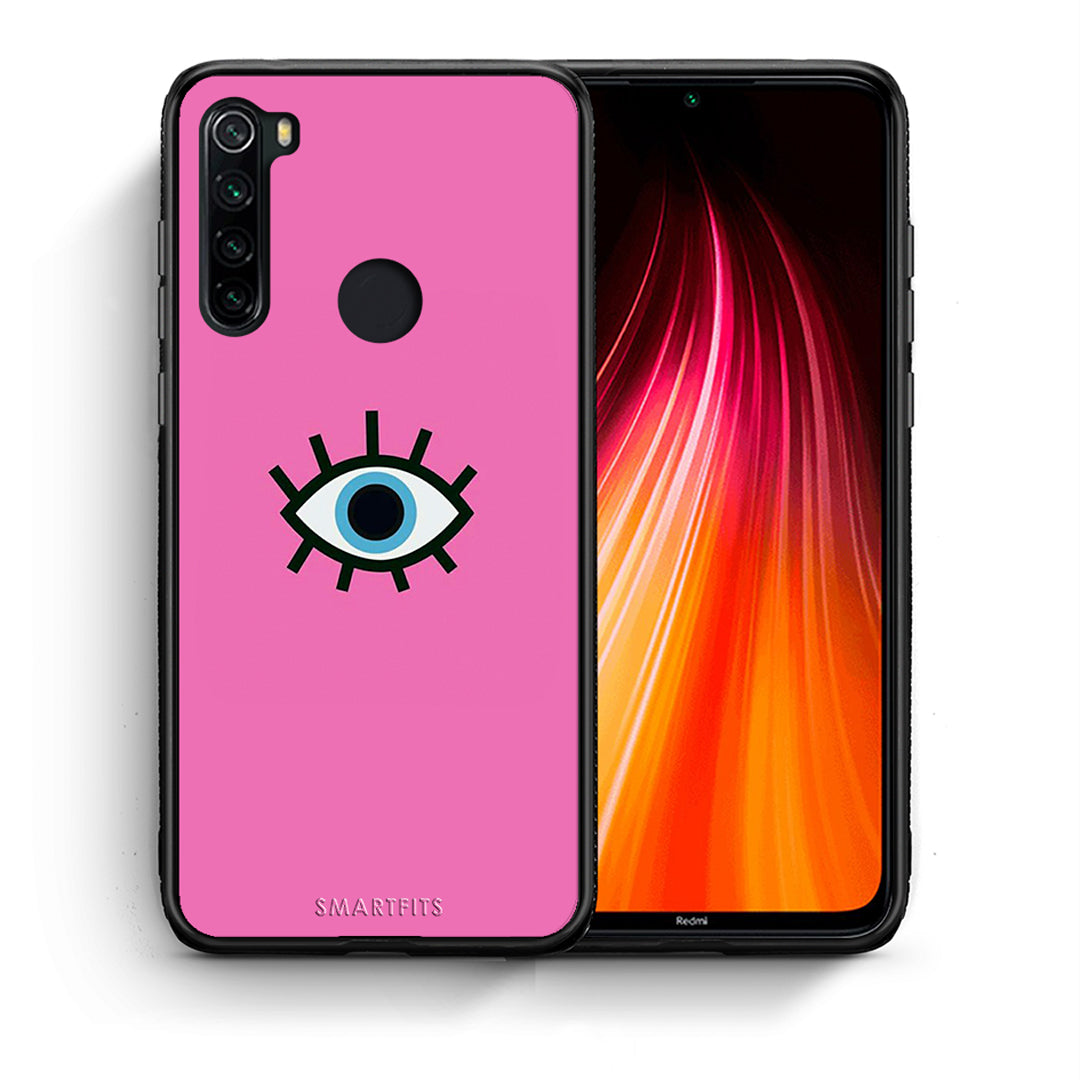 Θήκη Xiaomi Redmi Note 8 Blue Eye Pink από τη Smartfits με σχέδιο στο πίσω μέρος και μαύρο περίβλημα | Xiaomi Redmi Note 8 Blue Eye Pink case with colorful back and black bezels