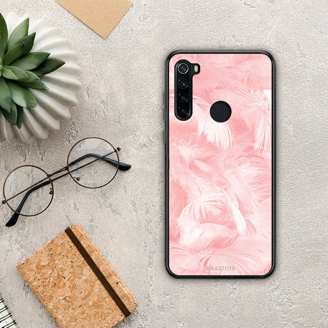Boho Pink Feather - Xiaomi Redmi Note 8 θήκη