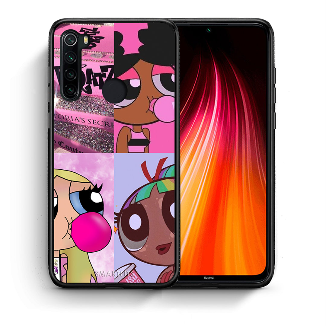 Θήκη Αγίου Βαλεντίνου Xiaomi Redmi Note 8 Bubble Girls από τη Smartfits με σχέδιο στο πίσω μέρος και μαύρο περίβλημα | Xiaomi Redmi Note 8 Bubble Girls case with colorful back and black bezels