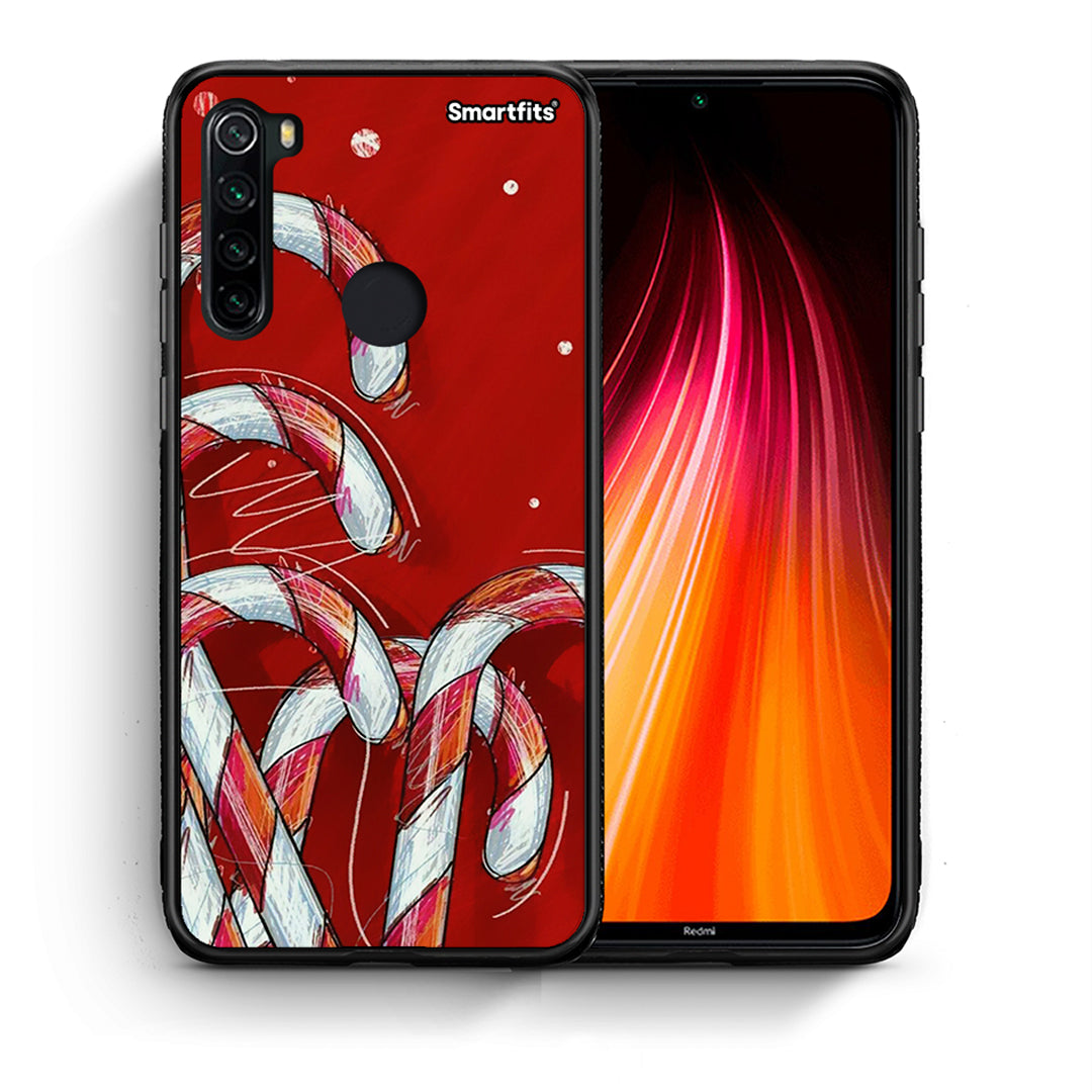 Θήκη Xiaomi Redmi Note 8 Candy Cane από τη Smartfits με σχέδιο στο πίσω μέρος και μαύρο περίβλημα | Xiaomi Redmi Note 8 Candy Cane case with colorful back and black bezels