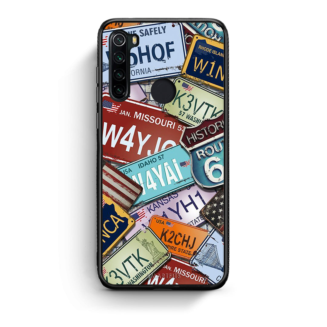 Xiaomi Redmi Note 8 Car Plates θήκη από τη Smartfits με σχέδιο στο πίσω μέρος και μαύρο περίβλημα | Smartphone case with colorful back and black bezels by Smartfits