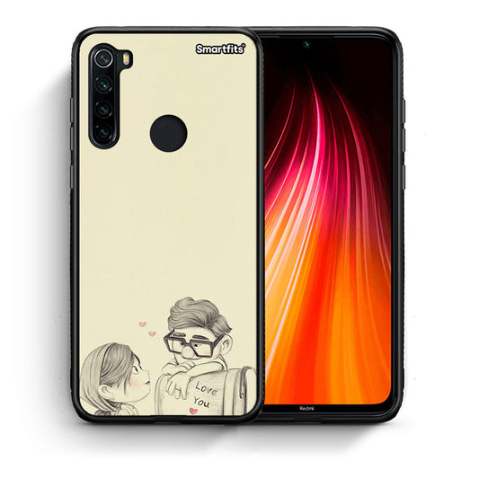 Θήκη Xiaomi Redmi Note 8 Carl And Ellie από τη Smartfits με σχέδιο στο πίσω μέρος και μαύρο περίβλημα | Xiaomi Redmi Note 8 Carl And Ellie case with colorful back and black bezels