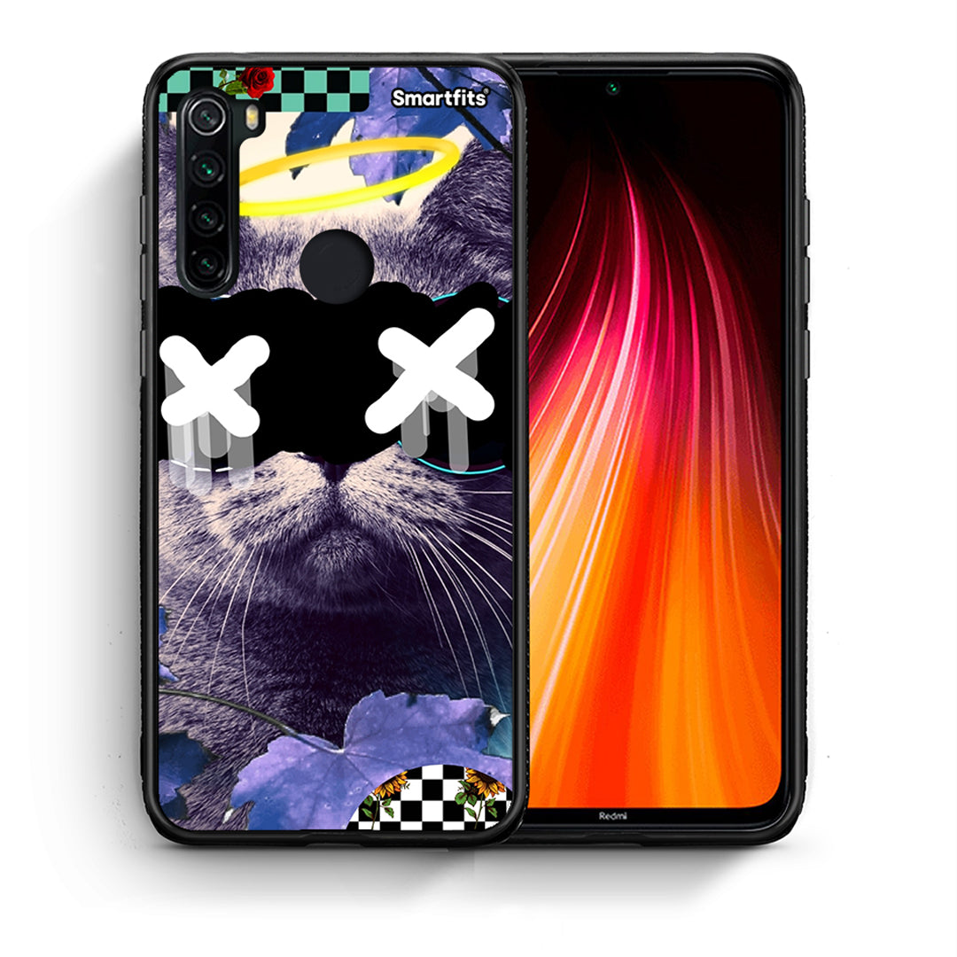 Θήκη Xiaomi Redmi Note 8 Cat Collage από τη Smartfits με σχέδιο στο πίσω μέρος και μαύρο περίβλημα | Xiaomi Redmi Note 8 Cat Collage case with colorful back and black bezels