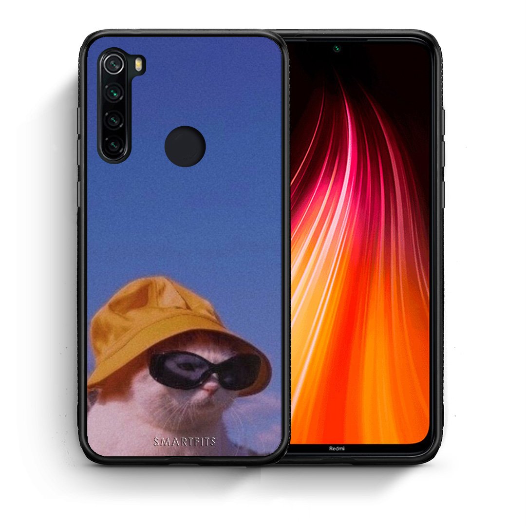 Θήκη Xiaomi Redmi Note 8 Cat Diva από τη Smartfits με σχέδιο στο πίσω μέρος και μαύρο περίβλημα | Xiaomi Redmi Note 8 Cat Diva case with colorful back and black bezels