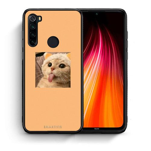 Θήκη Xiaomi Redmi Note 8 Cat Tongue από τη Smartfits με σχέδιο στο πίσω μέρος και μαύρο περίβλημα | Xiaomi Redmi Note 8 Cat Tongue case with colorful back and black bezels
